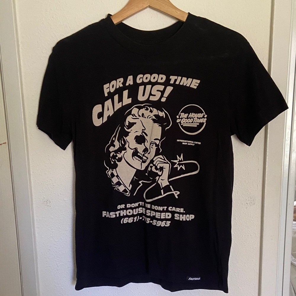 Women’s Fasthouse Black Retro Graphic Tee with Call Us Print